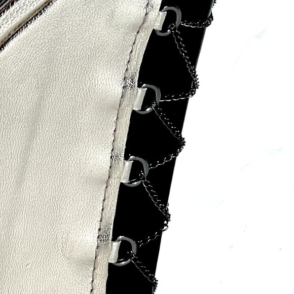 Rock & Republic Soft Pewter Gold Wedge Leather Corset Heel Sz 8 - Picture 3 of 14